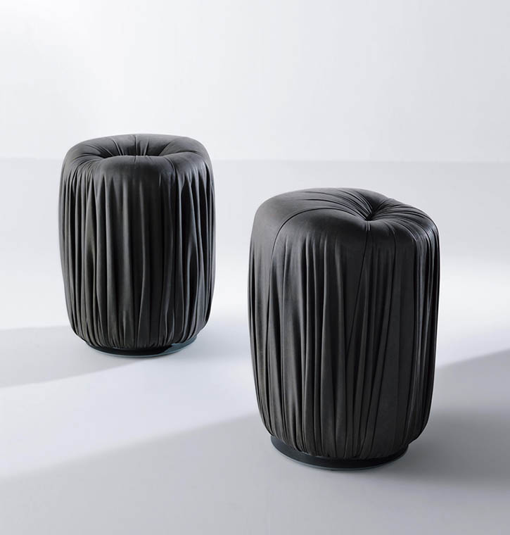 laurameroni luxury high end poufs and armchairs in precious materials