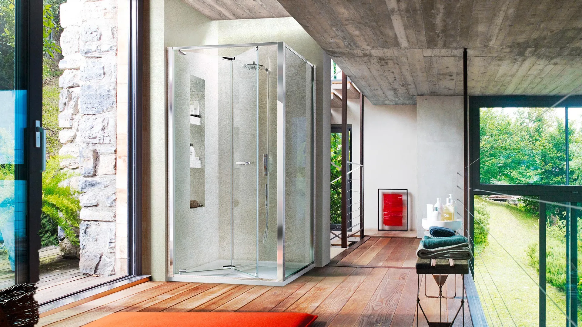 Vismaravetro - Shower enclosure framed with a folding door - Junior collection