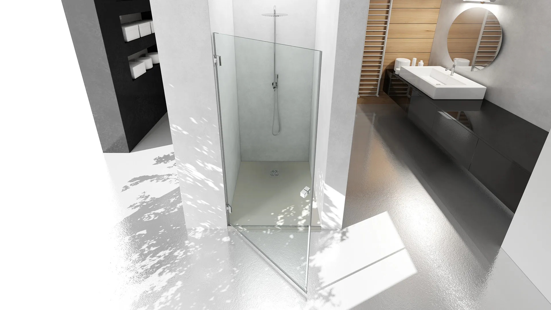 Vismaravetro - a hinged shower door custom-made to the millimetre - Serie F