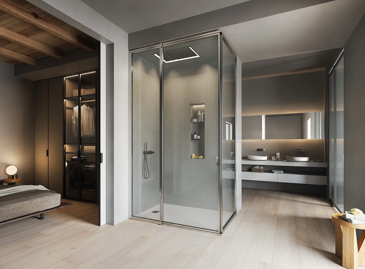 Vismaravetro - Partition wall for bathrooms, in floor-to-ceiling glass - Suite collection
