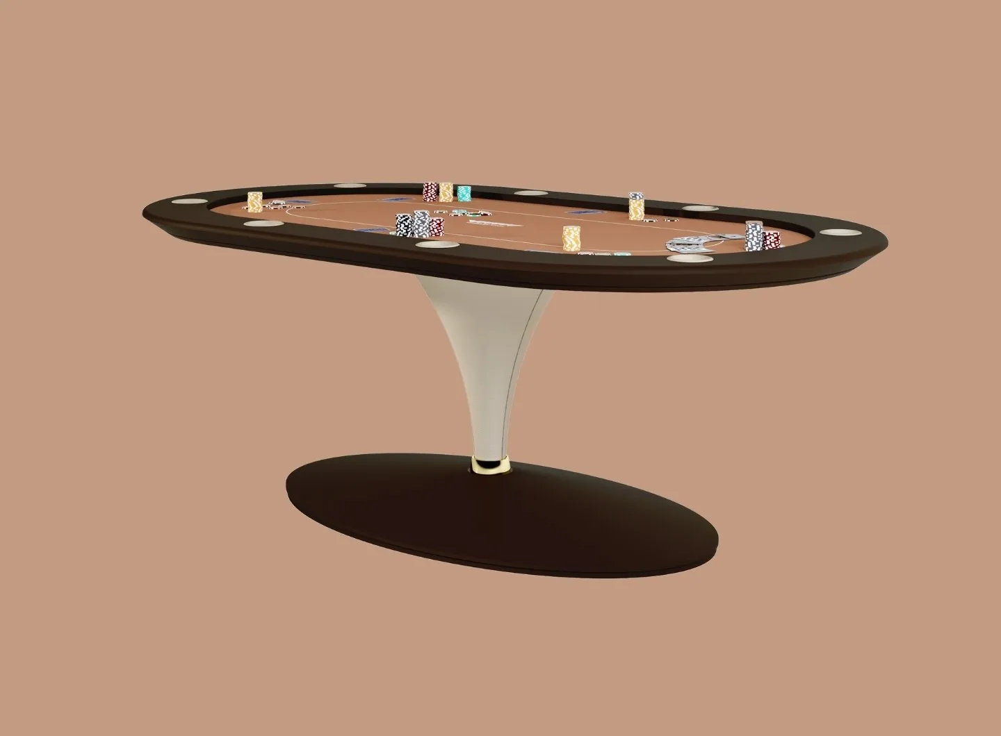 oval poker table with modern design