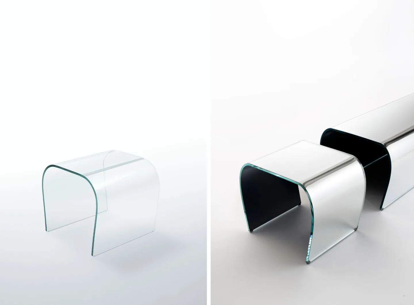 Glas Italia - Bent Glass Bench - Bent Glass Stool