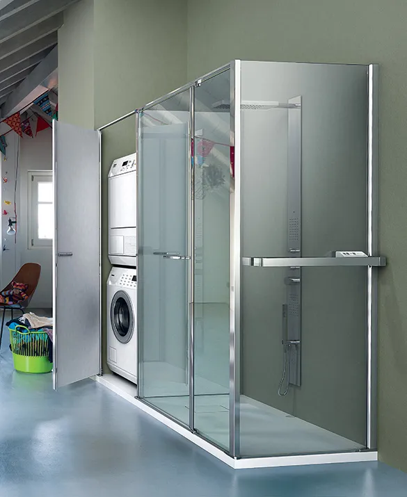Vismaravetro - shower enclosure with washing machine compartment or storage space - Twin collection