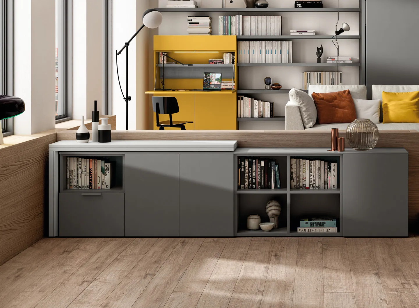 Girò with floor storage units | Salone del Mobile