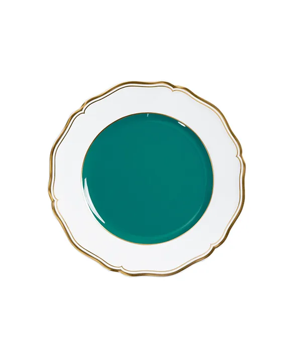 Mazurka Turquoise & Gold - Ø 22 cm Rim plate