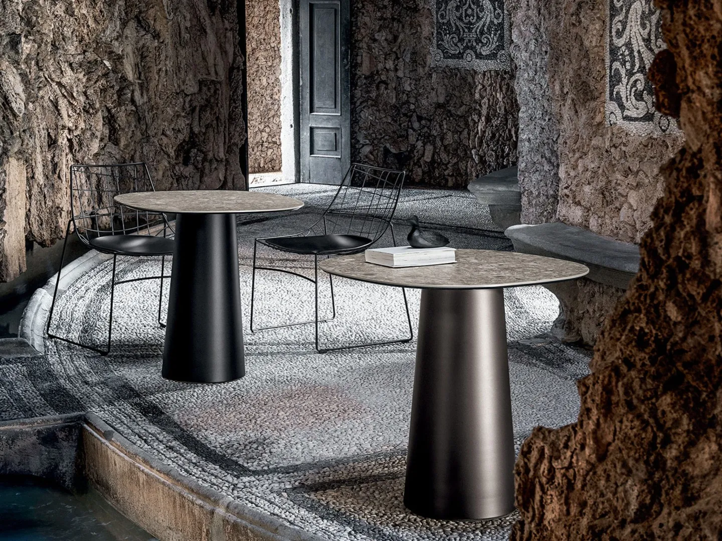 Totem bar tables and Keyah chairs